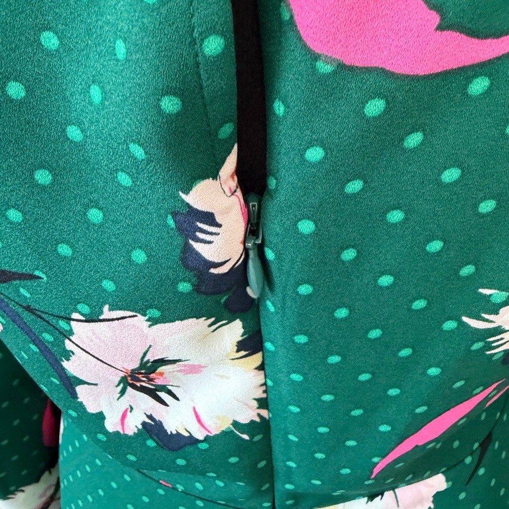 Green Floral Wrap Midi Dress - Picture 4 of 14